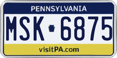 PA license plate MSK6875