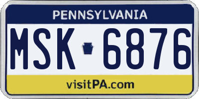 PA license plate MSK6876