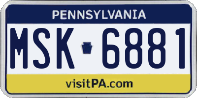 PA license plate MSK6881