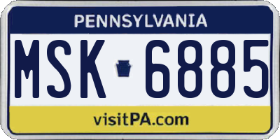 PA license plate MSK6885