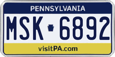 PA license plate MSK6892