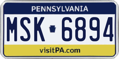 PA license plate MSK6894