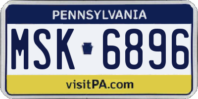 PA license plate MSK6896