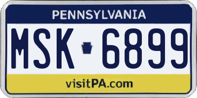 PA license plate MSK6899