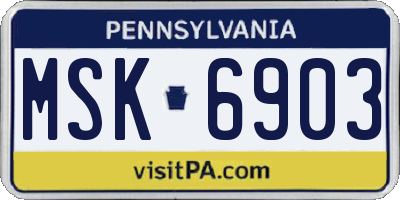 PA license plate MSK6903