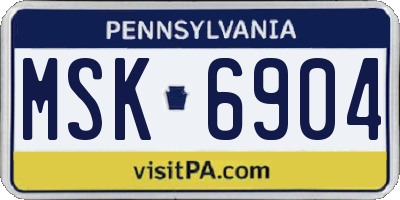 PA license plate MSK6904