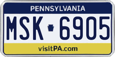 PA license plate MSK6905