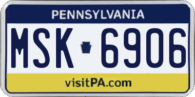 PA license plate MSK6906