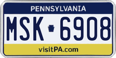 PA license plate MSK6908