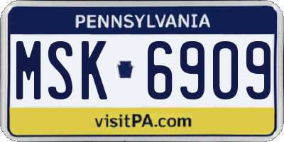 PA license plate MSK6909