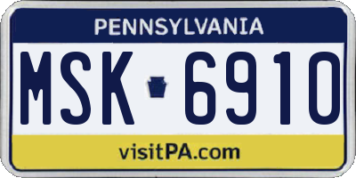 PA license plate MSK6910