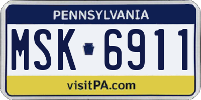 PA license plate MSK6911