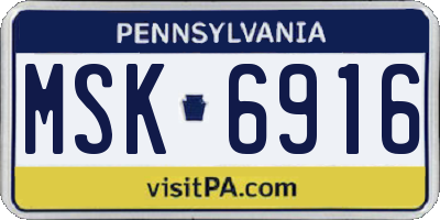 PA license plate MSK6916