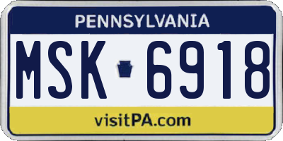 PA license plate MSK6918