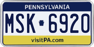PA license plate MSK6920