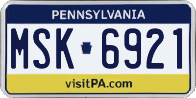 PA license plate MSK6921