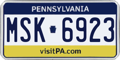 PA license plate MSK6923
