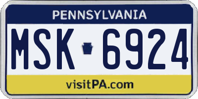 PA license plate MSK6924
