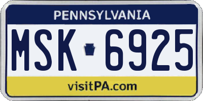 PA license plate MSK6925