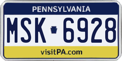 PA license plate MSK6928