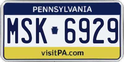 PA license plate MSK6929
