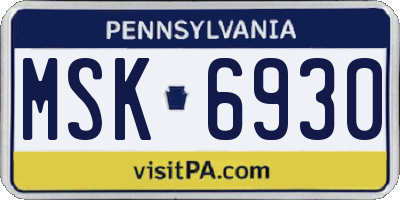 PA license plate MSK6930