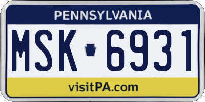 PA license plate MSK6931