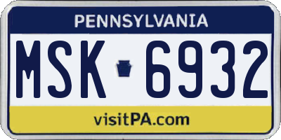 PA license plate MSK6932