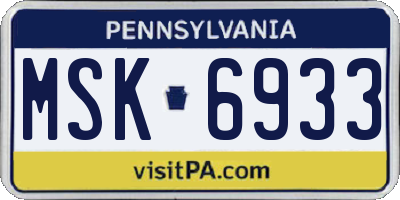 PA license plate MSK6933