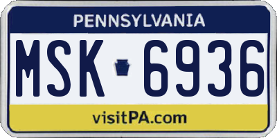 PA license plate MSK6936