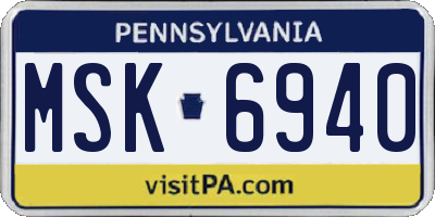 PA license plate MSK6940