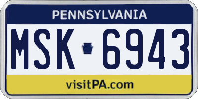 PA license plate MSK6943