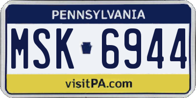 PA license plate MSK6944