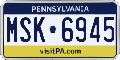 PA license plate MSK6945