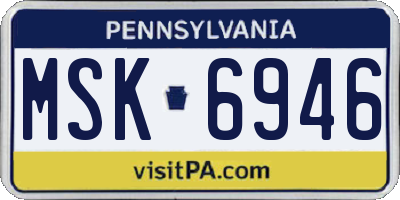 PA license plate MSK6946