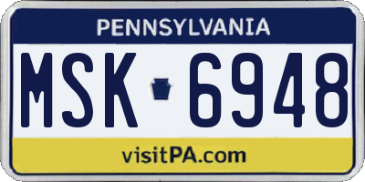 PA license plate MSK6948