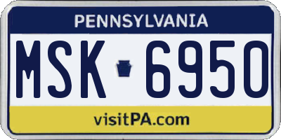 PA license plate MSK6950