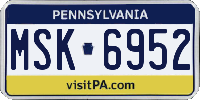 PA license plate MSK6952