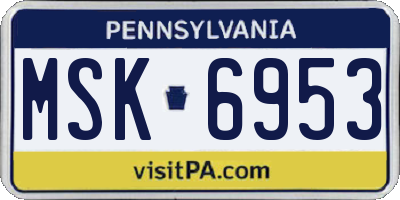 PA license plate MSK6953