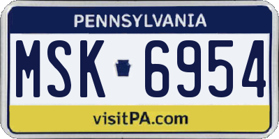 PA license plate MSK6954