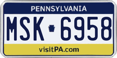 PA license plate MSK6958