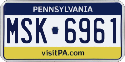 PA license plate MSK6961