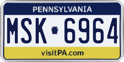 PA license plate MSK6964