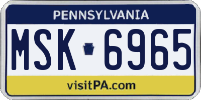 PA license plate MSK6965