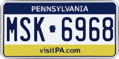 PA license plate MSK6968