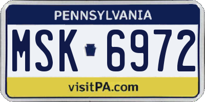 PA license plate MSK6972