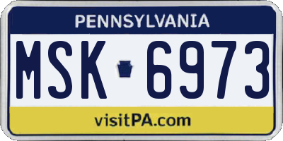 PA license plate MSK6973