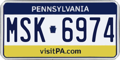 PA license plate MSK6974