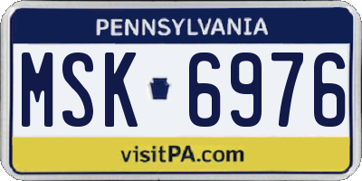 PA license plate MSK6976