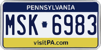 PA license plate MSK6983